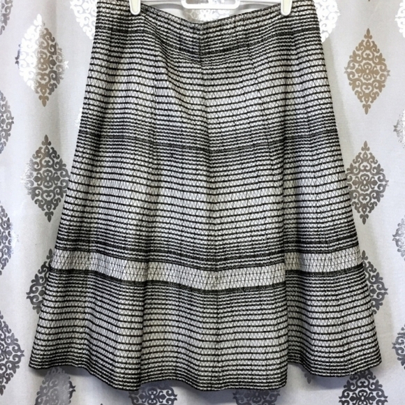 Club Monaco Black and White  Embroidered stripe A-Line Skirt - Picture 1 of 4